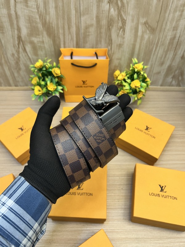 First Copy Luxury LV Reversible Eagle Buckle Belt Black/Brown