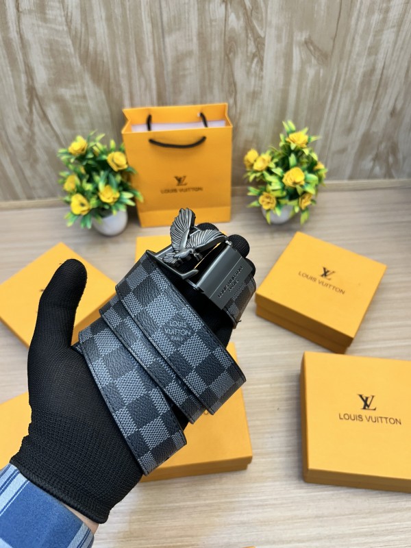 First Copy Luxury LV Reversible Eagle Buckle Belt Black/Brown