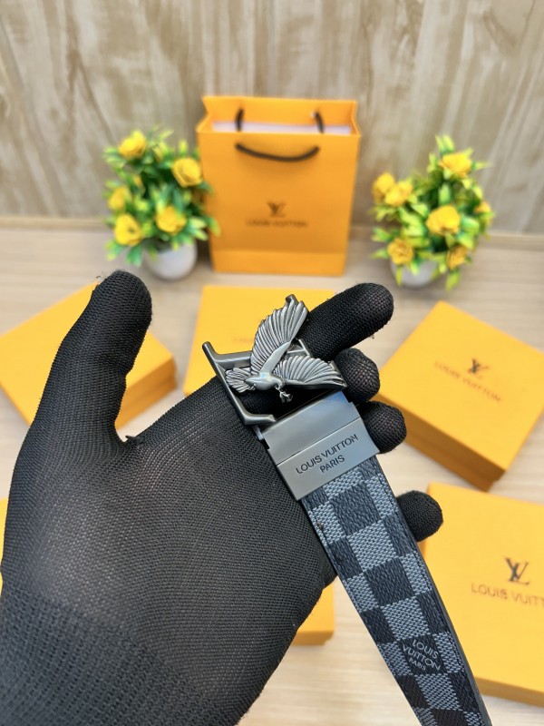 First Copy Luxury LV Reversible Eagle Buckle Belt Black/Brown