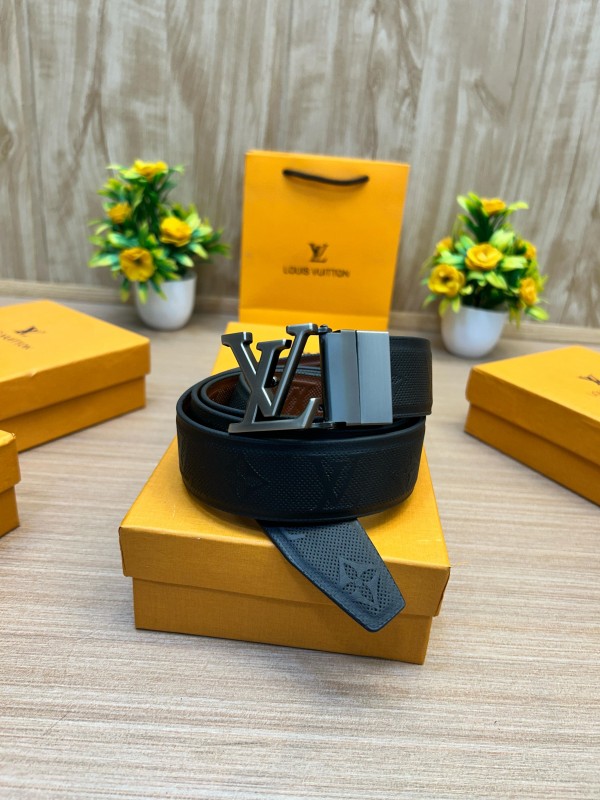 First Copy Luxury LV Reversible Buckle Belt Black & Brown