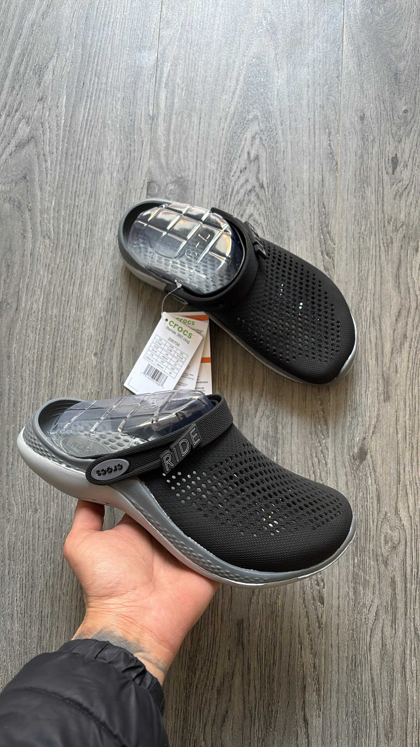 Buy first copy crocs literide 360 black grey