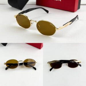Premium Unisex Sunglasses | Elegant Gold Brown Frame 6120